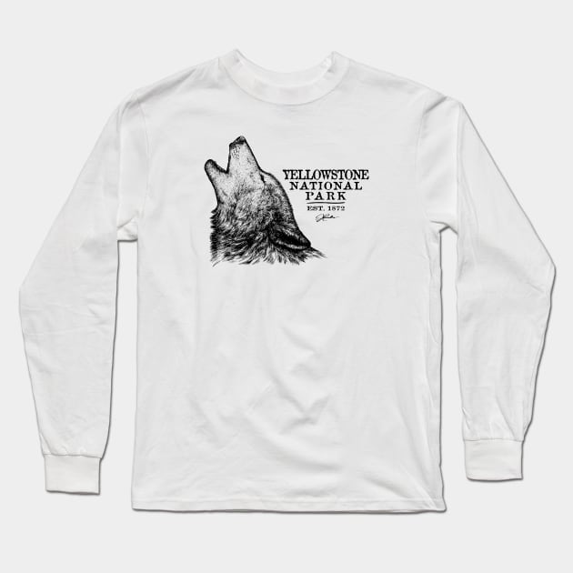 Yellowstone National Park Howling Wolf Long Sleeve T-Shirt by jcombs